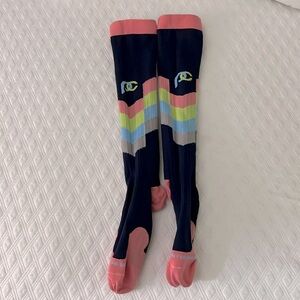 pro compression marathon socks Rainbow Chevron socks womens XL Pink Green Blue